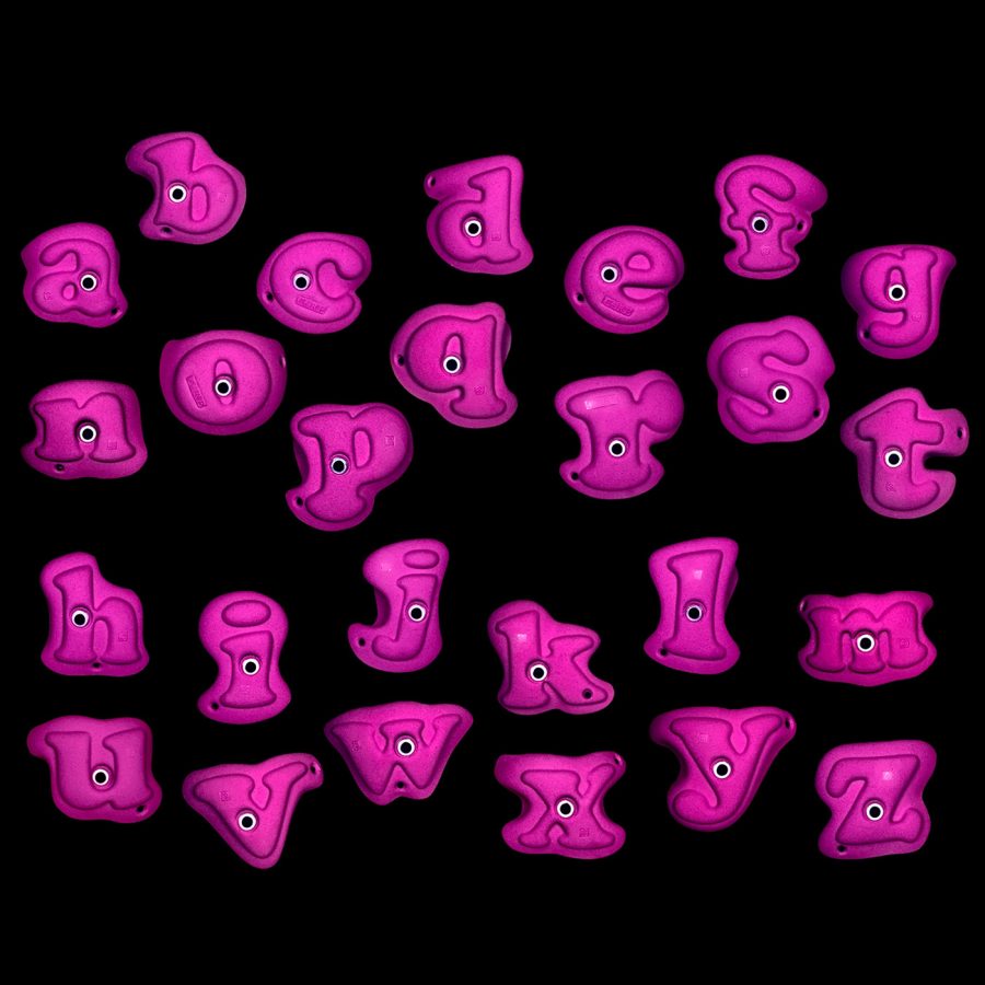 Chwyty wspinaczkowe Kids Alphabet (lower case), 26 szt. w zestawie, ,
