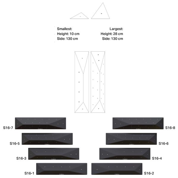 Struktury wspinaczkowe (drewniane), paczki, model Crater S16-8 T-Nuts